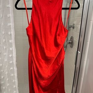 Hello Molly Vibrant Red Asymmetrical Dress
